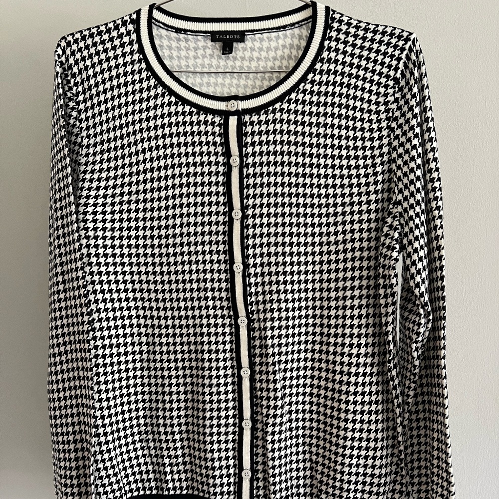 Talbots houndstooth cardigan